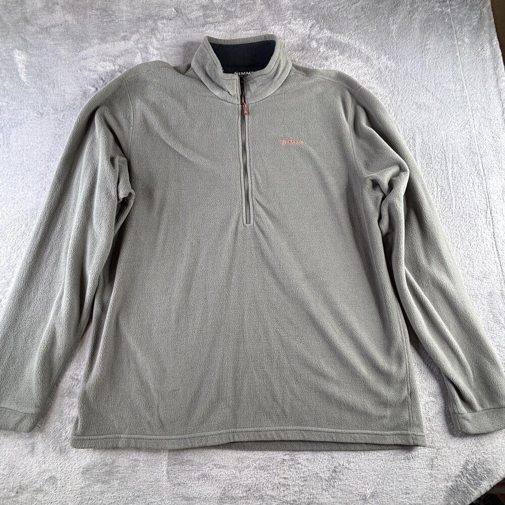 Simms Fleece Pullover Sweater Mens XXL Gray Quarter Zip Fishing Outdoor Warm